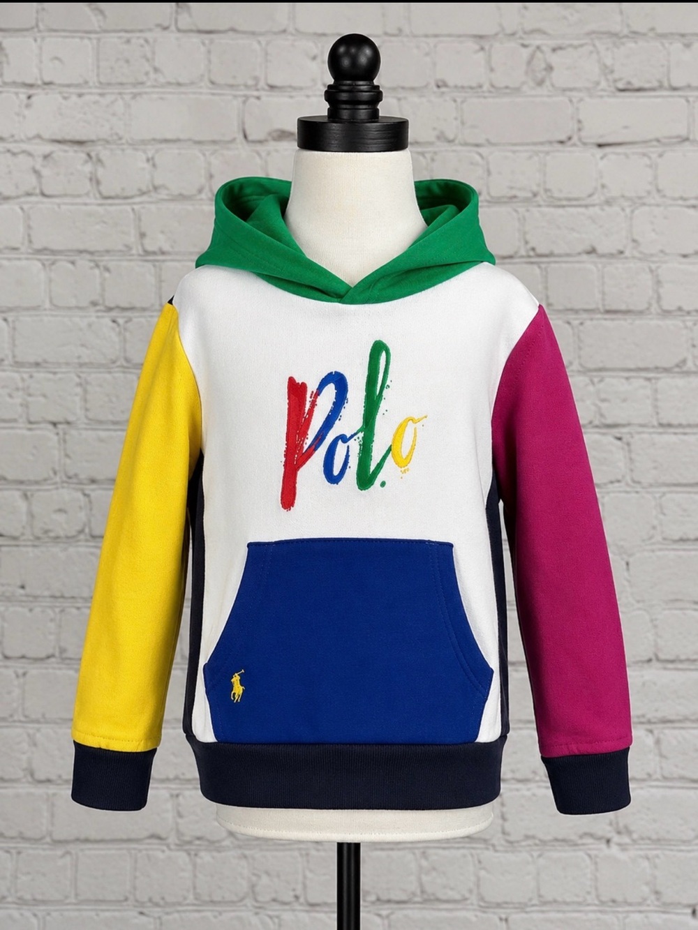 Polo Ralph Lauren Colorblock Hoodie Boys 4T Multicolor Logo Sweatshirt Preppy